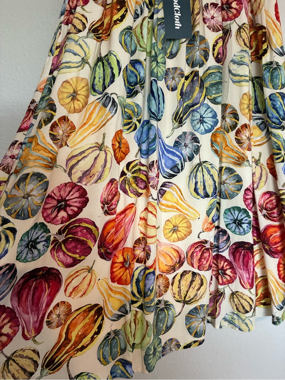 ModCloth Cream Multicolor Gourd-Print A-Line Skirt - Picture 2 of 3